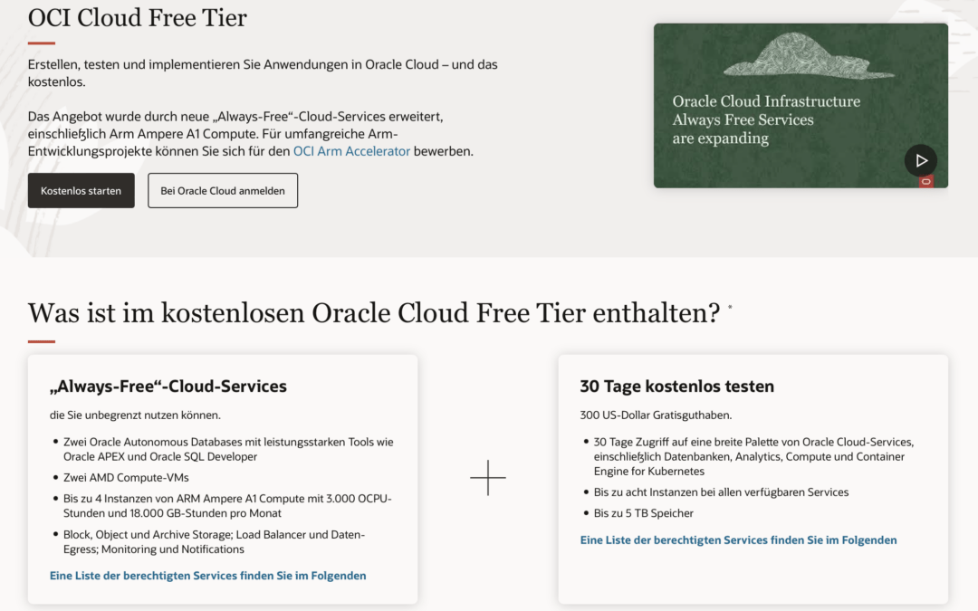 01 OCI: Gratis Webhosting in der Oracle Cloud